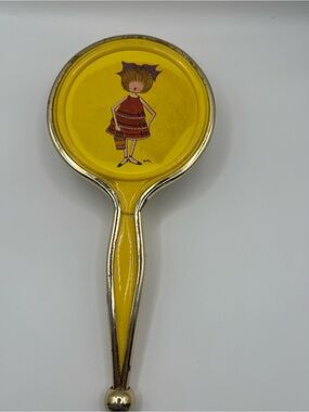 Source Unknown Yellow and Purple Hand Mirror with Girl Illustration